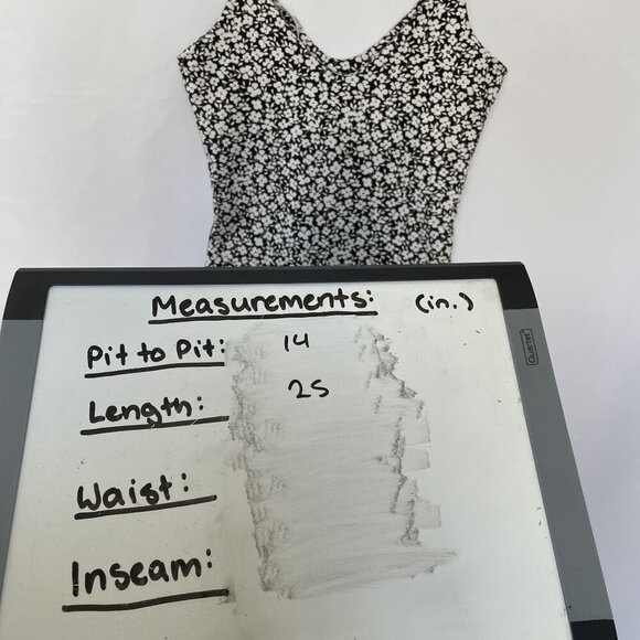 Black & White Floral Print Bodysuit With Spaghetti Straps By Gaze XS Size Polyes - Picture 8 of 8